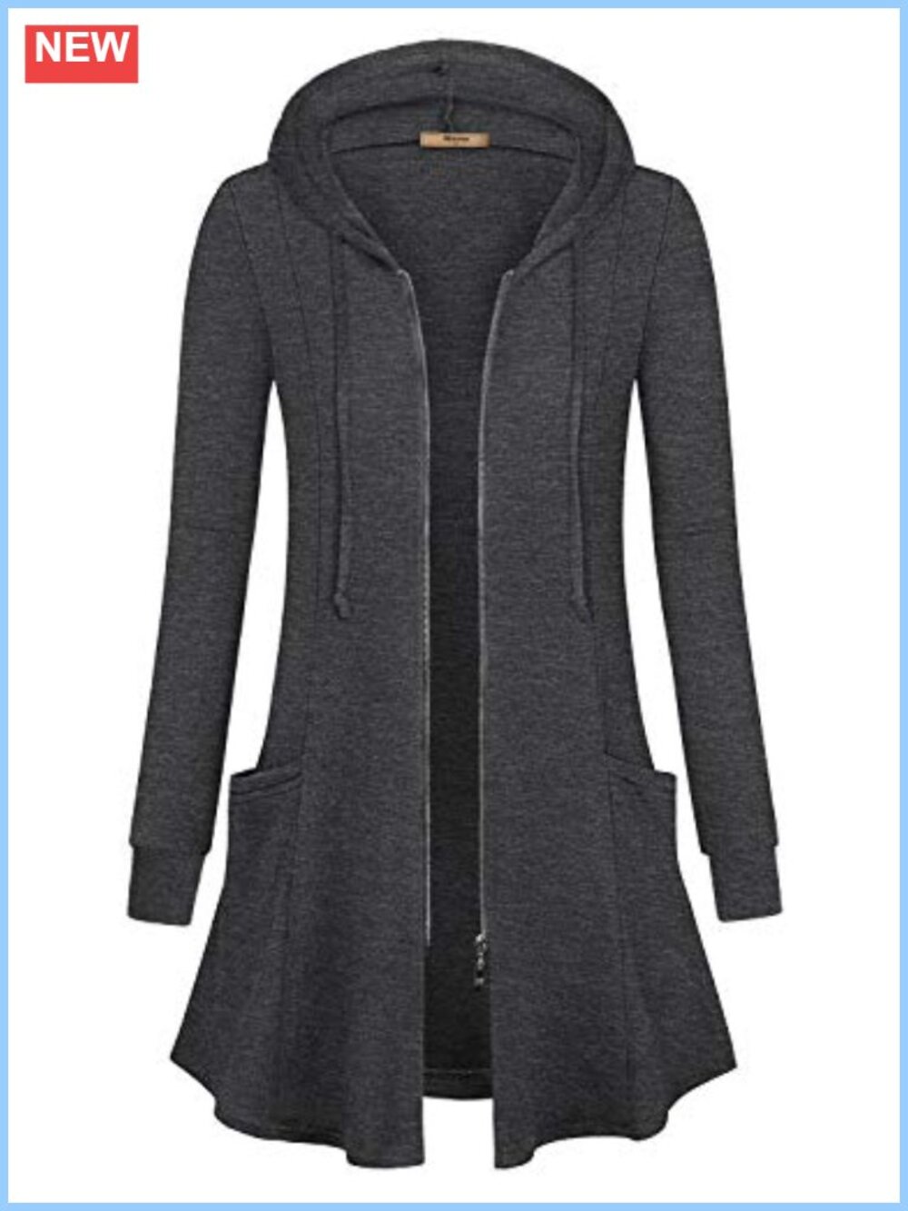 Lightweight Zip Up Long Hoodie Jacket Tunic Sweatshirt Cardigan